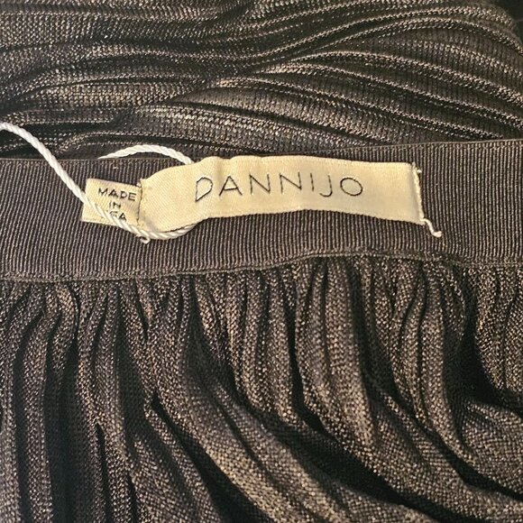 Dannijo All Over Pleated Noir Plunge Neck Mini Dress, USA Made, Med, NWT - Picture 9 of 9